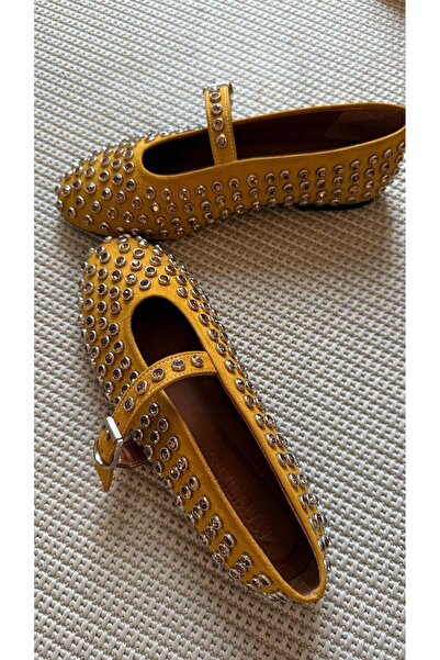 Eataly Shoes Μπαλαρίνες μπαλαρίνας Disco Suede Mustard Yellow Stone