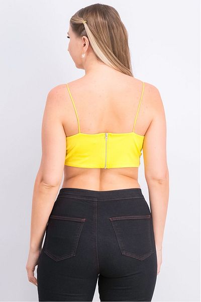 TopShop Women Straight Across Sleeveless Crop Top, Yellow
