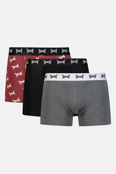Tapout Men 3 Pcs Brand Logo Boxer Brief Set, Black/grey/brown