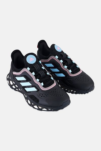 adidas حذاء جري برباط من ويب بوست للأطفال، أسود