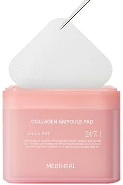 Mediheal Korean Collagen Ampoule Pad 100 Pads | Vegan Collagen & Ceramide Skin Firming Toner Pads
