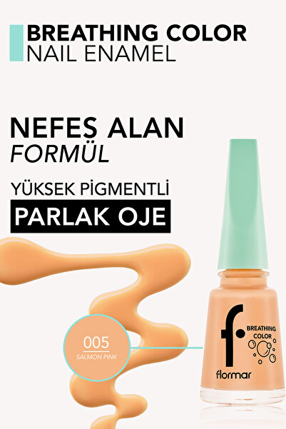 Flormar Nefes Alan Parlak Oje- Breathing Color Nail Enamel- 005 Salmon Pink- 8682536032568