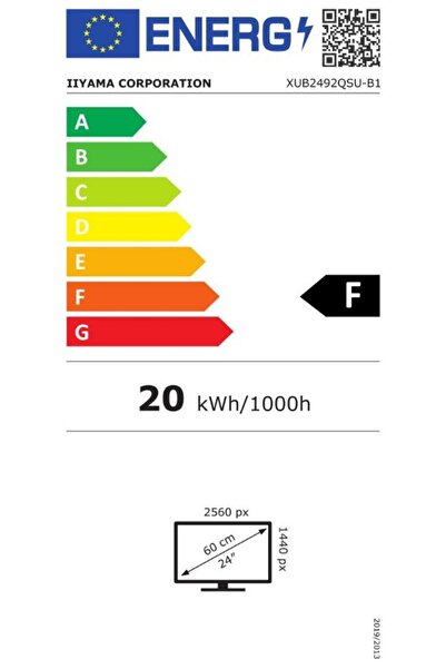 IIYAMA Monitor IPS LED Iiyama 23.8" XUB2492QSU-B1, WQHD (2560 x 1440), HDMi, DisplayPort, 100 Hz, 0.5 ms