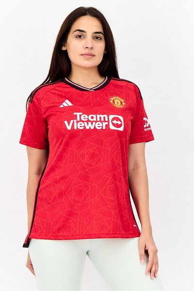 adidas Women Sportswear Fit Short Sleeves Manchester United Fc Jersey, Red
