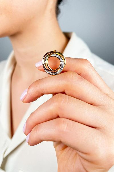 Sose Moda Three Color Stone Gold Rainproof Ring