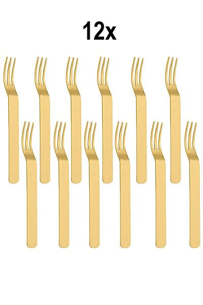 Chavin 304 Steel 12 Pcs Gold Color Dessert and Fruit Fork Mt159Sr-12