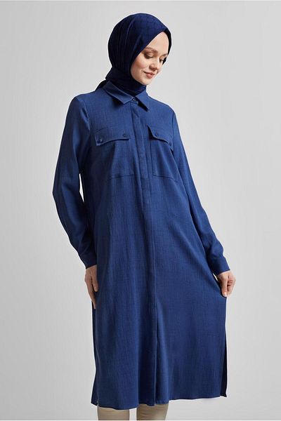 Alvina Shirt Collar Long Tunic 45346