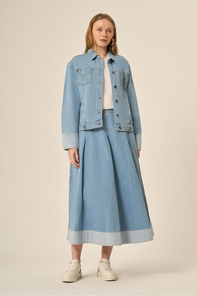 FTZ WOMEN Set fustă din denim pentru femei Ice Blue 31127