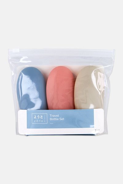 YOTO Silicone 3 Pieces Plain Travel Bottle Set, Multicolor