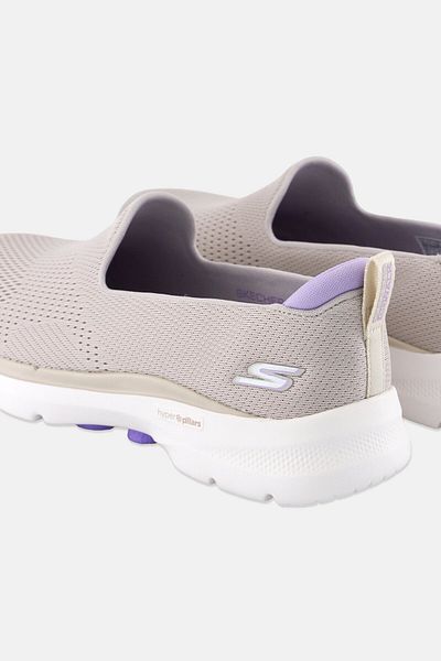 SKECHERS Women Go Walk 6 - Ocean Splash Slip On Shoes, Light Taupe
