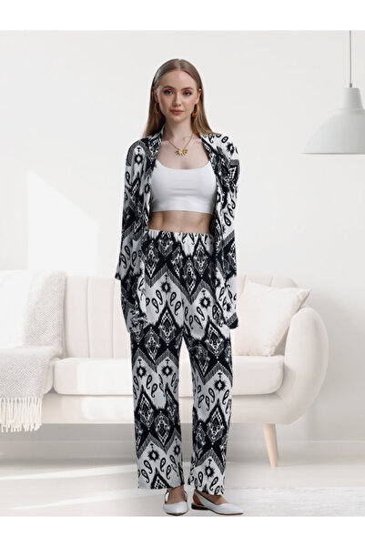MOONBULL Kadın Desenli Kimono Takım