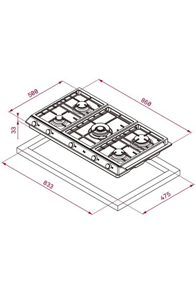 Teka Ex 90.1 Inox 5 Gözlü Paslanmaz Çelik 90 Cm. Ankastre Ocak