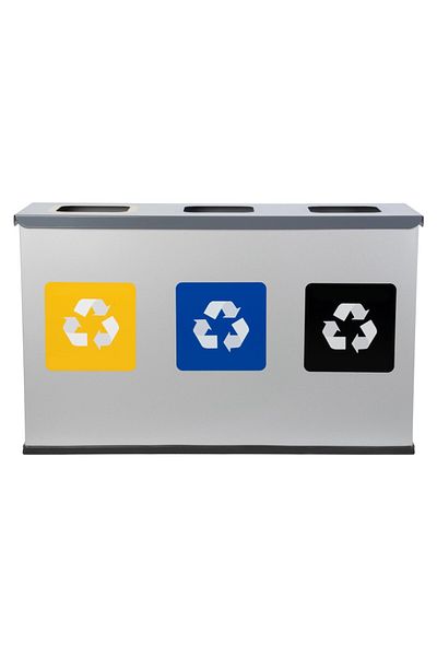 Alda Waste bin for selective collection, Alda, 3X35 L, stainless steel, 3in1