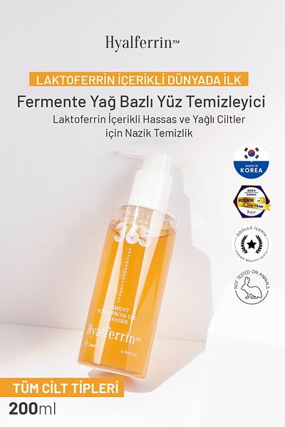 Hyalferrin Oil Based Cleanser |   Fermented Makeup and Facial Cleansing Gel with Lactoferrin |   200 ml - Ovaco