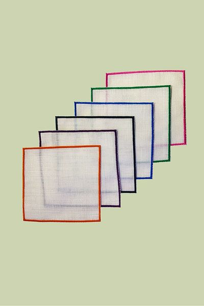 Arancione Co Colorful Detailed Square 6-Piece Cocktail Napkin
