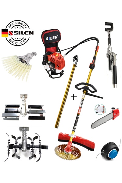 Silen Benzinli Sırt Tırpan Toprak Çapalama Zeytin Hasat Dal Budama Bahçe Seti 1 Mt Ek Uzatmalı