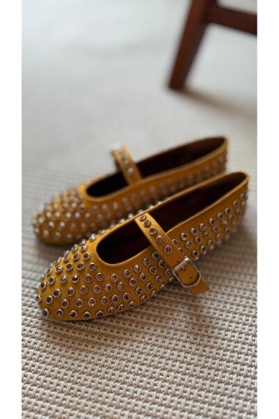 Eataly Shoes Μπαλαρίνες μπαλαρίνας Disco Suede Mustard Yellow Stone