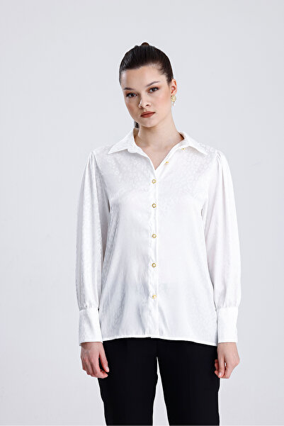 MD trend Women's Leopard Patterned Satin Shirt