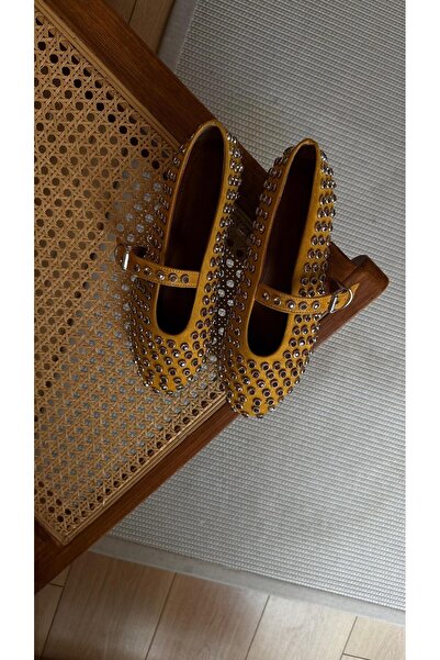 Eataly Shoes Μπαλαρίνες μπαλαρίνας Disco Suede Mustard Yellow Stone