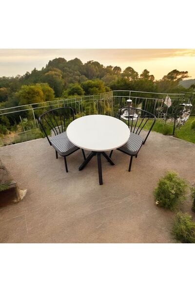 BAMBEDS MOBİLYA Bambeds Mobilya 70x70 Beyaz Yuvarlak Masa Ahtapot Ayak Güneş ...