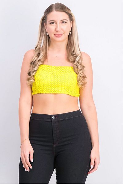 TopShop Women Straight Across Sleeveless Crop Top, Yellow