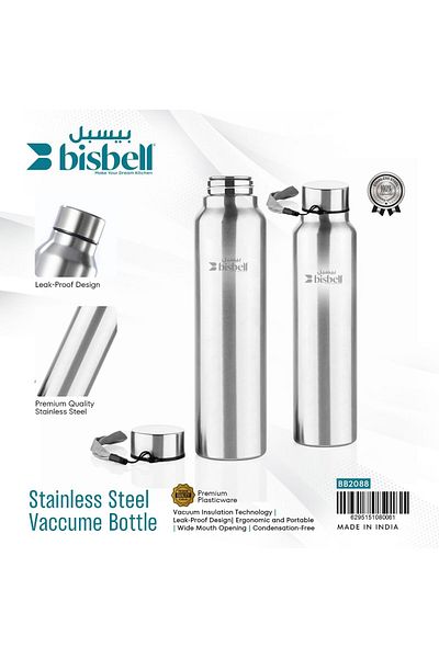 Generic Stainless Steel Water Bottle, 1L Capacity, BB2088,Suitable for Indoor and Outdoor Use