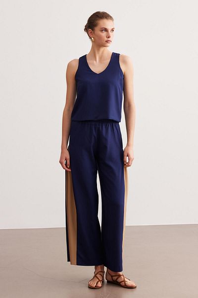 STELLA PULVIS Navy Blue Basic Crepe Suit