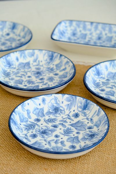 tabakevi Plate House Porcelain Blue Heaven Plate 240Cc 4 Pieces 15X15X2Cm