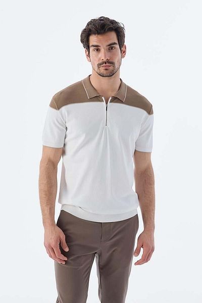 Jakamen Μπλουζάκι με γιακά πόλο με φερμουάρ Mink Slim Fit