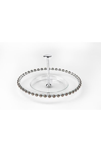 HERITAGE Silver Gilt Beaded Edged Shelf Glass Serving Plate 22 Cm