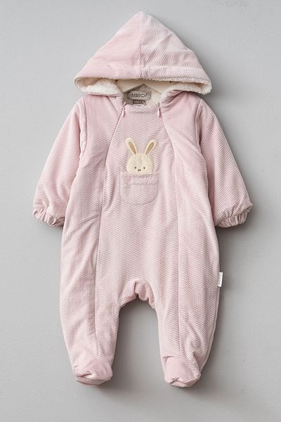 Bebitof Cute Rabbit Patterned Hooded Wellsoft Lined Astronaut Cosmonaut Jumpsuit