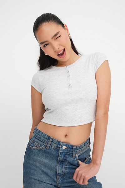 Addax Modal T-Shirt with Snap Collar P0346-İ12