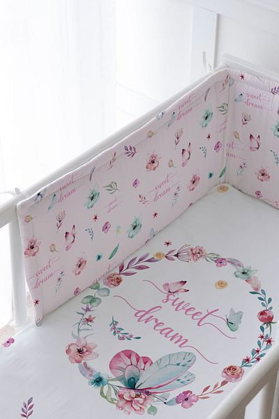 Tuğba Kuğu Baby Bedside Protector and Printed Sheet Sleeping Set - For Baby Series - Butterfly Circle