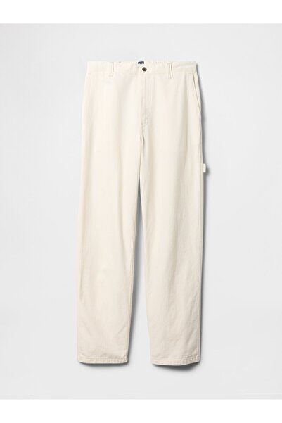 GAP Erkek Kırık Beyaz Baggy Carpenter Jean Pantolon