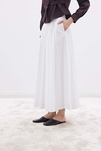 SENA GÜVEN Godeli Vual Etek Beyaz