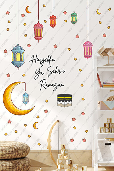 New Jargon Hoşgeldin Ramazan Sticker Seti - Ramazan Ayı Temalı Cam Duvar Süsl...