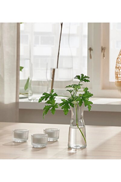IKEA Kaliteli Cam Vazo Yükseklik 14 Cm Şeffaf Çiçek Vazosu Masaüstü Dekoratif Vazo