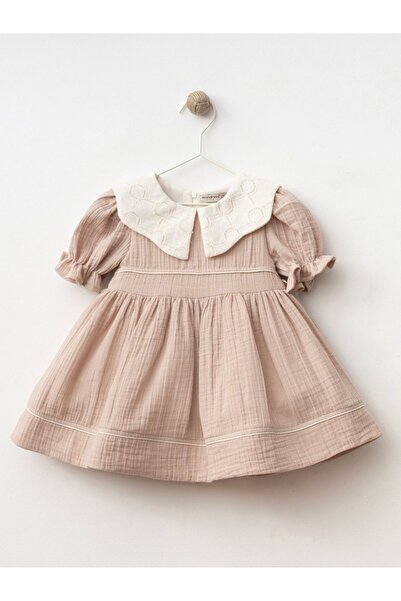 Cherrys Bebek PAMUK YAKALI BİYELİ KIZ ÇOCUK ELBİSE