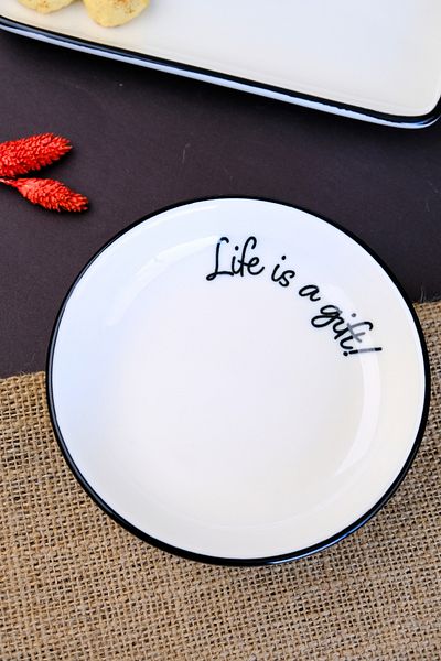 tabakevi Plate House Porcelain Motto Gift Plate 240Cc Single 15X15X2Cm