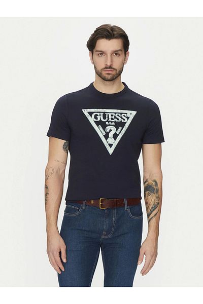 Guess Ss Cn Triangle Tee Men's Navy Blue T-Shirt M5Gi06I3Z14-G7V2
