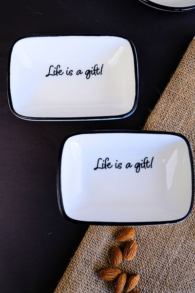 tabakevi Plate House Porcelain Motto Gift Boat Plate 2 Li 14X10X2Cm