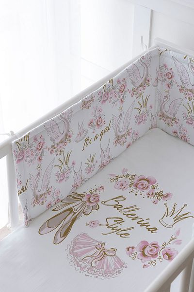 Tuğba Kuğu Baby Bedside Protector and Printed Sheet Sleeping Set - For Baby Series - Gold Ballet Clothes