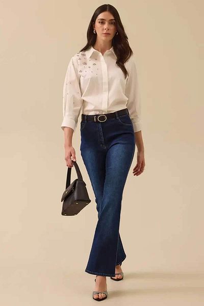 SEÇİL White Women's Stone Shirt