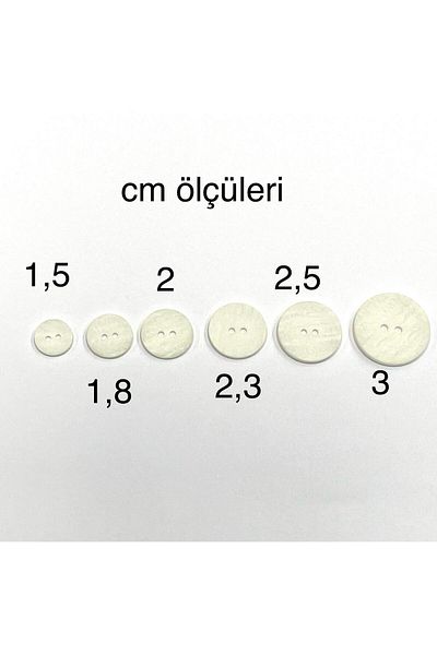 karantuhafiye Wooden Look Plastic Button / Set of 6 White/02742 / 1.8 cm