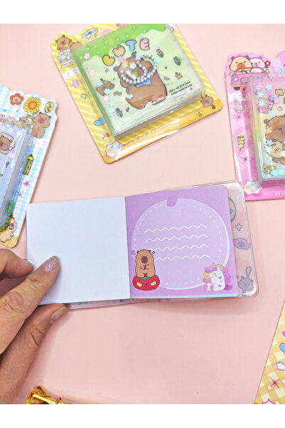 Limmy Sweet Capybara Sticker Notepad with Juicy Sequin Keychain 7.5X7.5 cm