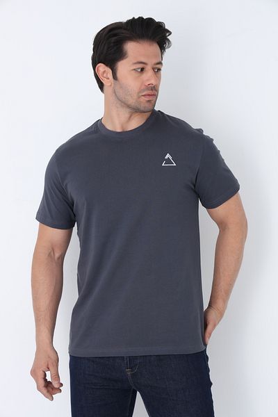 ERTA GOLD Ανδρικό βαμβακερό μπλουζάκι Smoked Crew Neck
