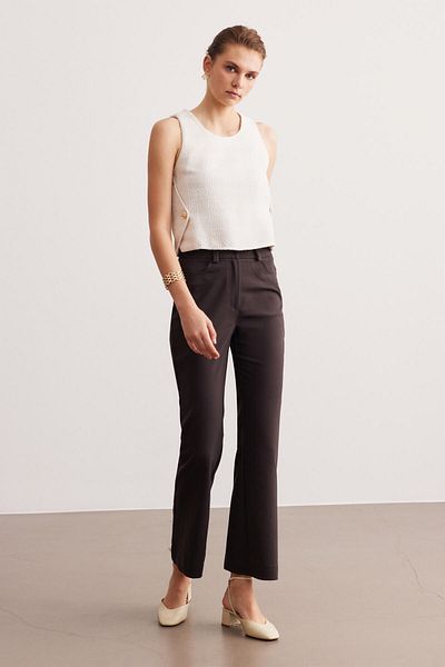 STELLA PULVIS Brown High Waist Pipe Leg Trousers