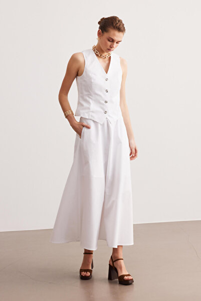 STELLA PULVIS White Lined Poplin Vest