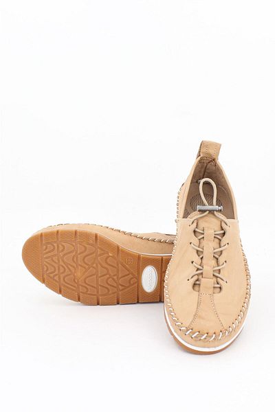 Deripabuc Genuine Leather Beige Women's Leather Ballerinas Dp16-0052