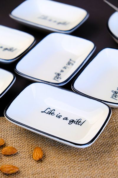 tabakevi Plate House Porcelain Motto Gift Boat Plate 6 Pieces 14X10X2Cm
